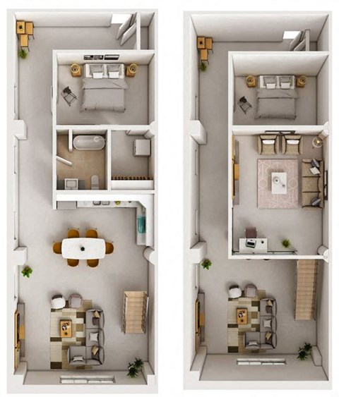 1 Bed 1 Bath 1467 square feet floor plan The Davis